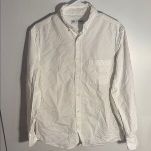 Zara White Casual Button Down Shirt